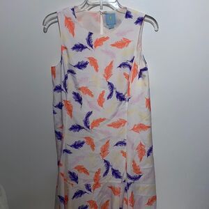 CeCe Women's Multicolor Feather Print Sleeveless Midi Dress Size 4/Small